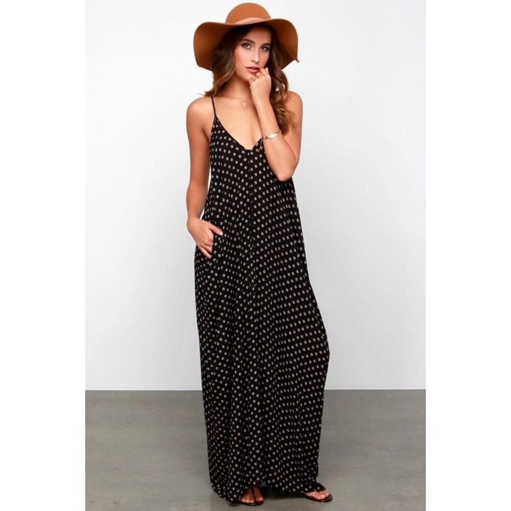 Lulus Yours Tule Black Floral Print Maxi Dress - Size S/M